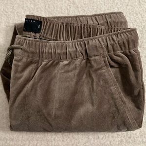 ASOS DESIGN Slim Fit Pants in Velvet Look in Dark Beige